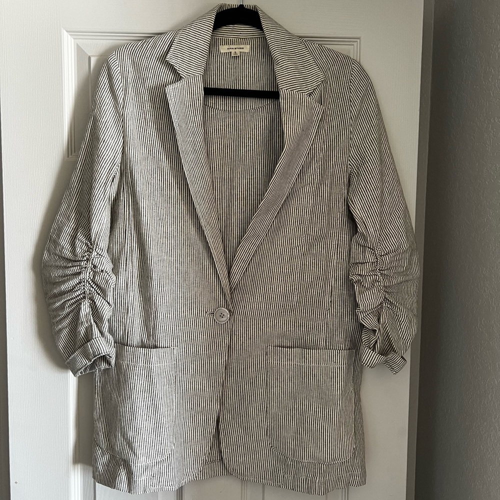 Green pin stripe light weight blazer